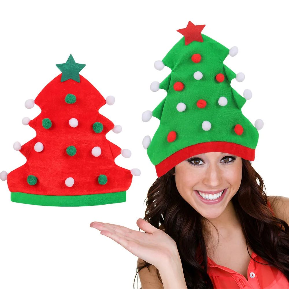 Christmas Tree Hat Funny Holiday Beanie Santa Party Hat for Kids and Adults
