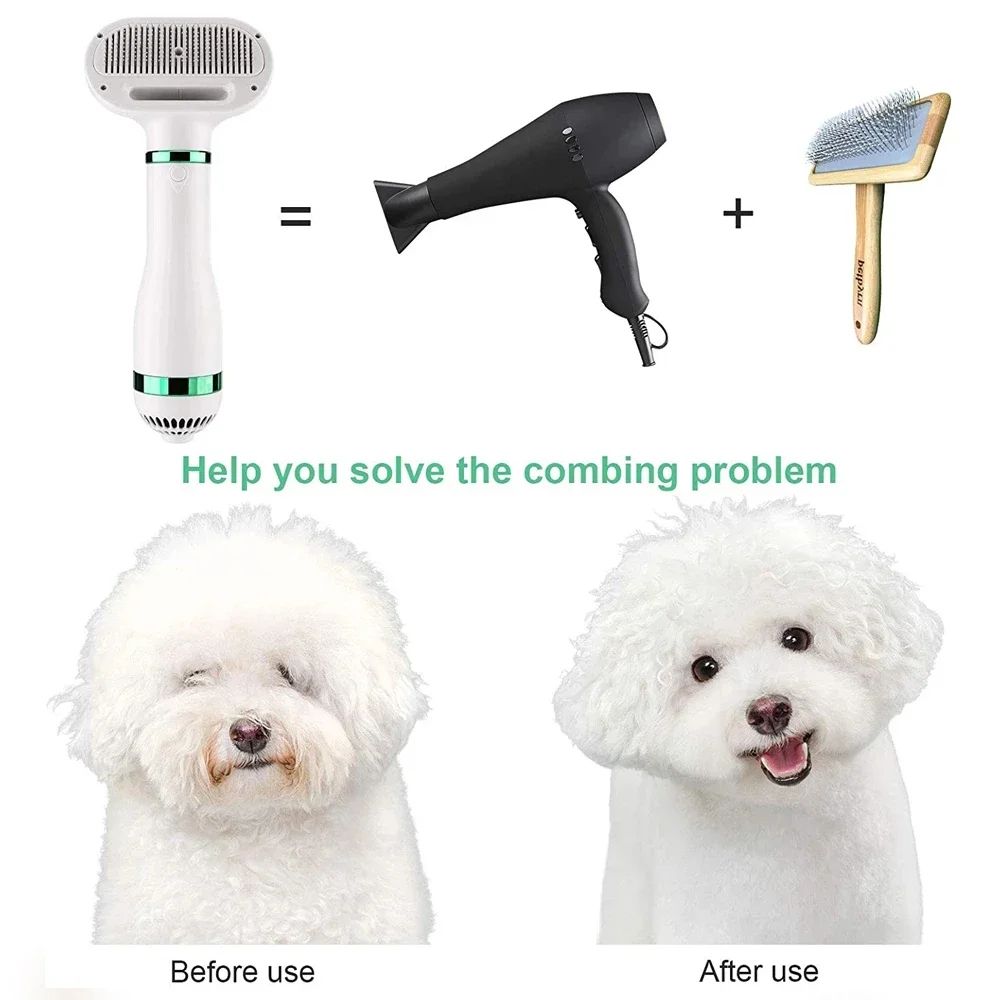 DryNStyle Pro Grooming Tool – 2-in-1 Pet Dryer Brush with Quiet Airflow for Cats and Dogs