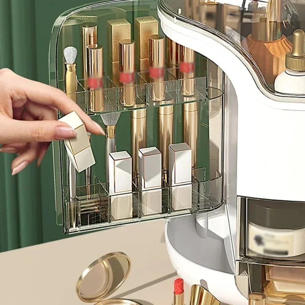 Dustproof Large Capacity Makeup Container, Transparent Jewelry & Lipstick Box for Vanity & Bathroom Use