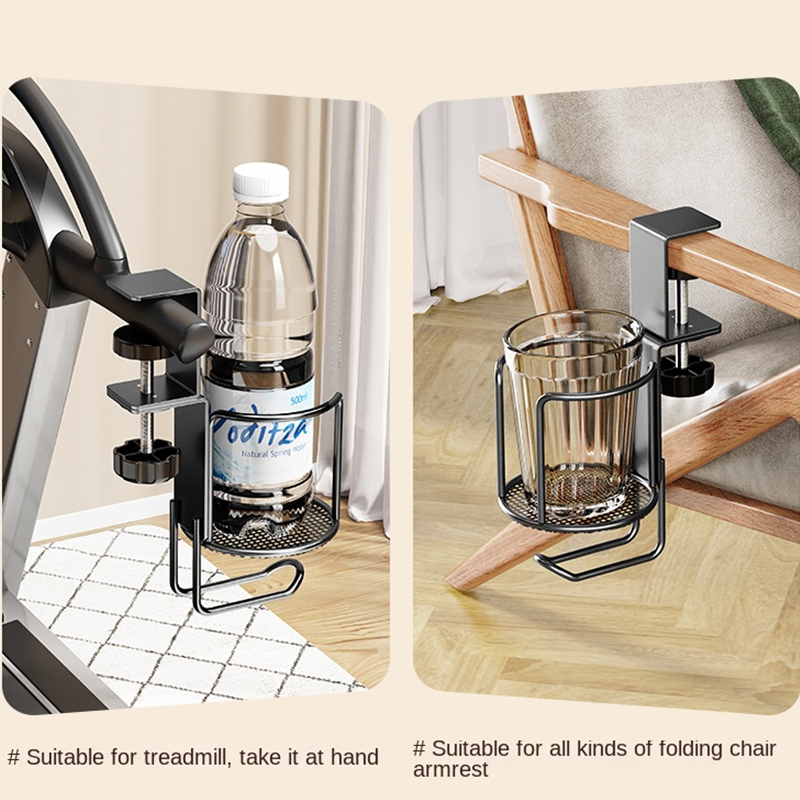 Adjustable Desk Cup Holder with Rotating Arm Clamp – No Drill, Anti-Fall Table Edge Clamp