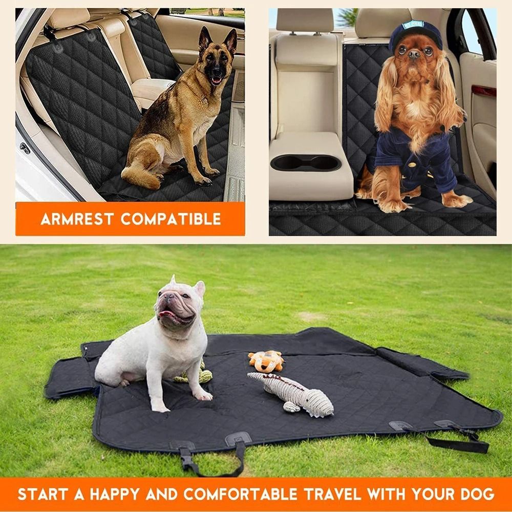 Waterproof Dog Car Seat Cover Rear Seat Hammock Non Slip Pet Travel Mat with Side Wings and Storage Pocket