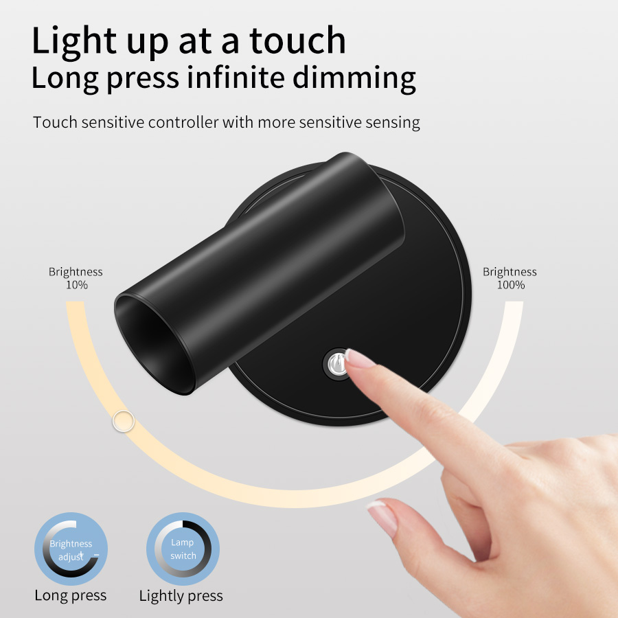 Rechargeable Magnetic Suction Lamp, Wireless Bedroom Bedside Reading Lamp, Mural Wall Washing Spotlight