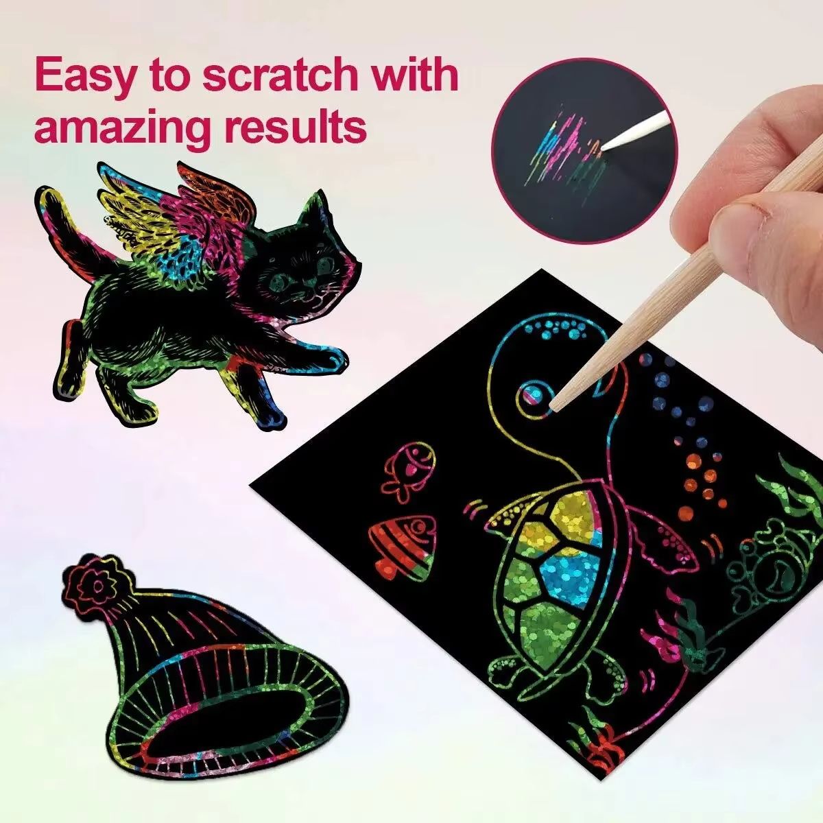 Dazzling Scratch Painting Interactive Art Kit with Note Cards Parent-Child Creative Toy