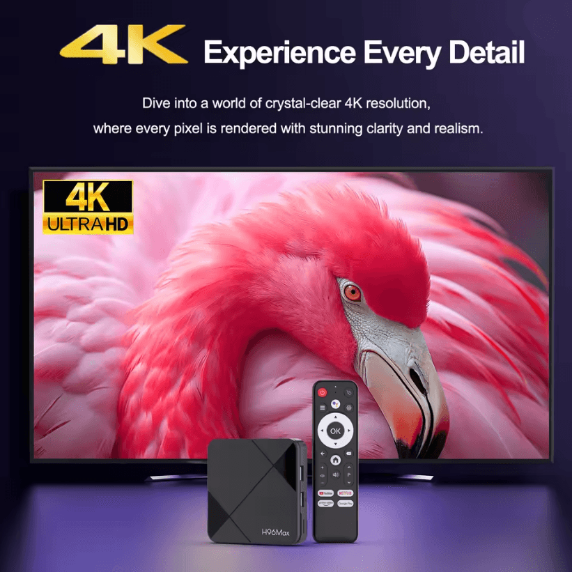 H96 Max Android TV Box 14 with 4K Streaming Dual Band WiFi and Bluetooth Voice Control