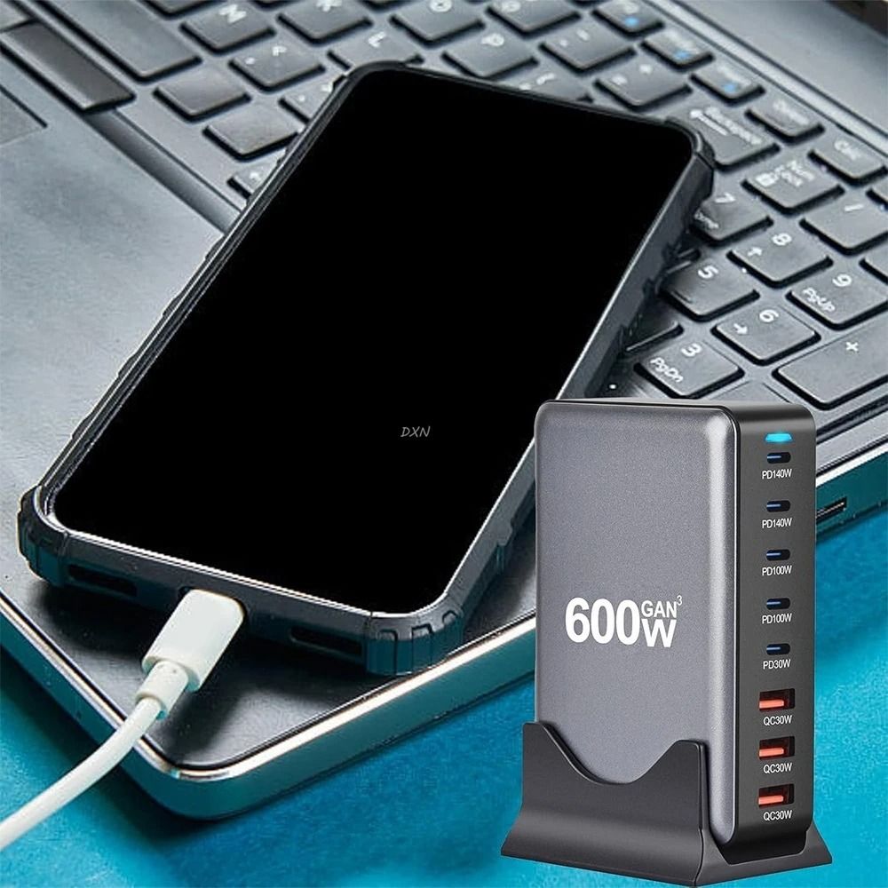 600W GaN Fast Charger 8 Port USB C Charging Station with PD3.1