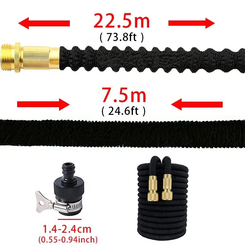 Expandable Garden Water Hose Reel with High Pressure Flexible Watering Pipe