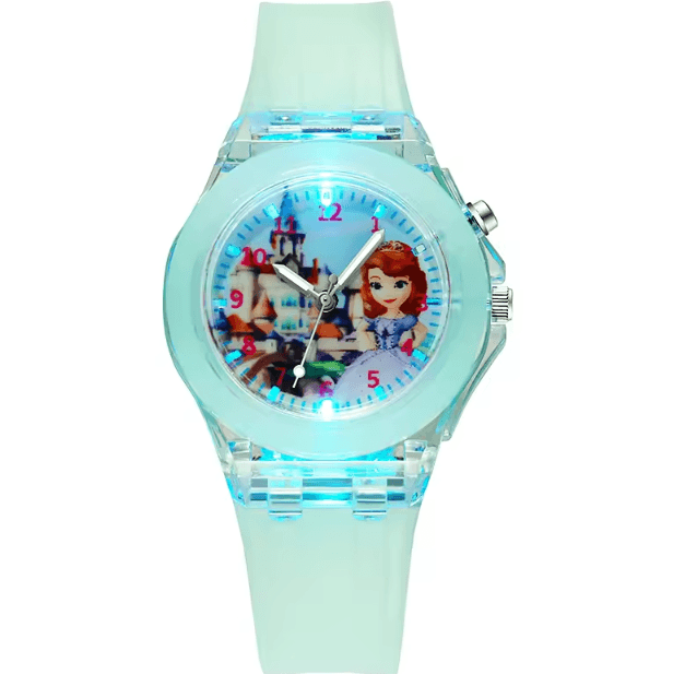 Disney Frozen Kids Light-Up Watch – Princess Elsa Silicone Strap Cartoon Wristwatch