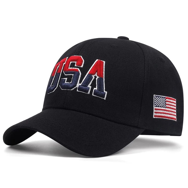 USA Side American Flag Flat Edge Hat