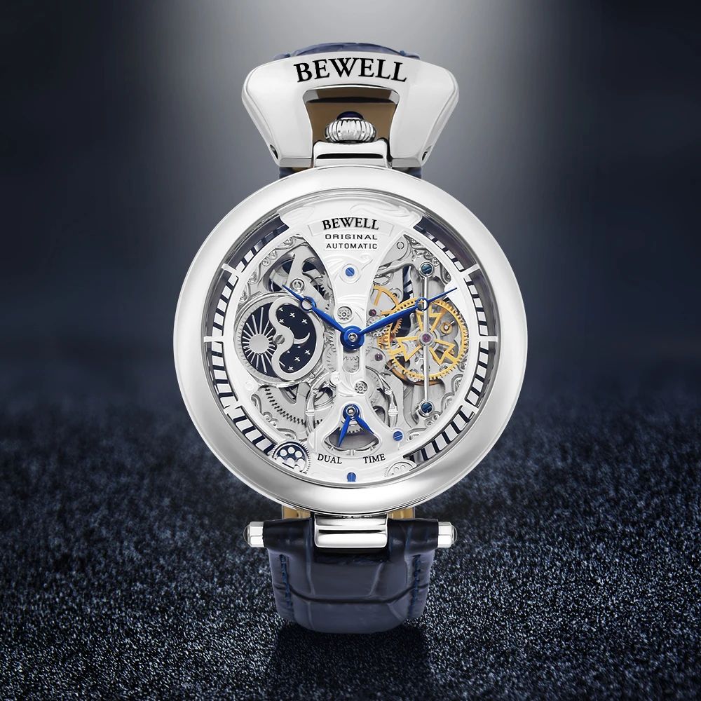 High-End Automatic Mechanical Men's Watch with Skeleton Dial & Leather Strap
