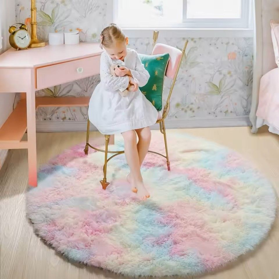 Super Soft Plush Round Rug Mat Fluffy Thick Pile Carpet for Living Room Bedroom Kids Room and Home Decor