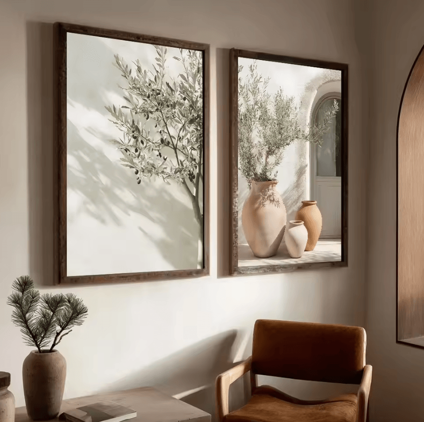 Mediterranean Olive Tree Canvas Wall Art – Rustic Countryside Landscape Poster