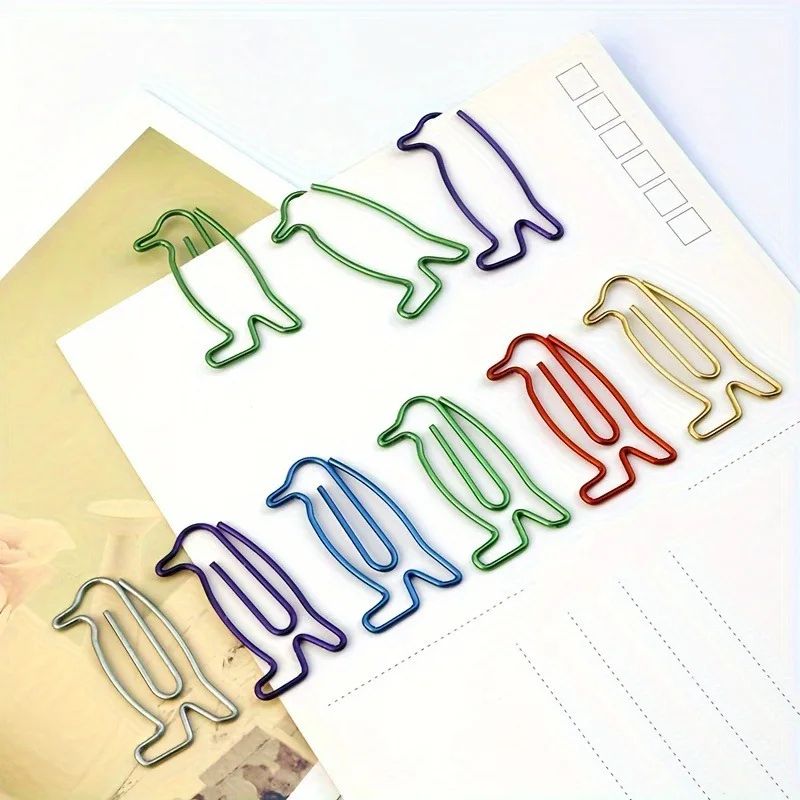 Penguin Paper Clips Set (30pcs) Cute Animal Bookmark Clips for Books, Planners, and Office