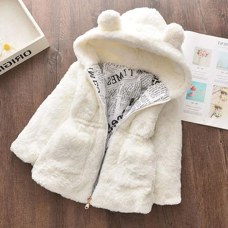 Baby Girls Faux Fur Hooded Winter Coat