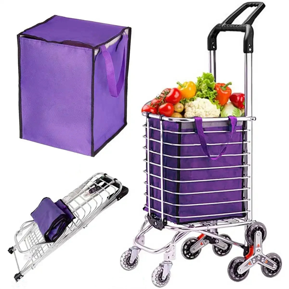 Stair Climbing Shopping Cart Folding Grocery Cart on Wheels