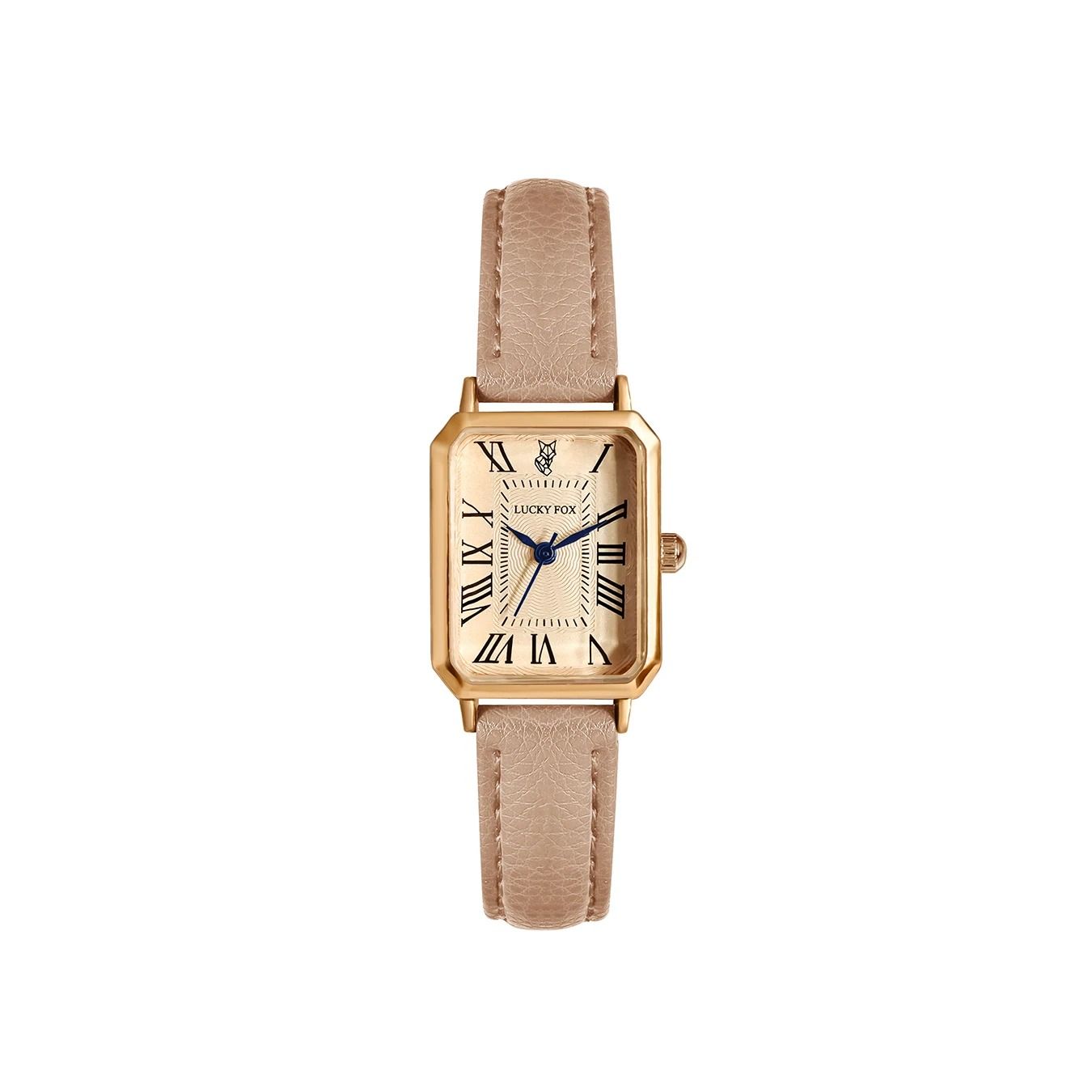 Women Retro Square Quartz Watch Leather Strap Casual Wristwatch