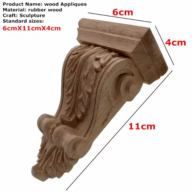 Vintage Oak Wood Carved Applique – Decorative Furniture & Wall Accent Ornament