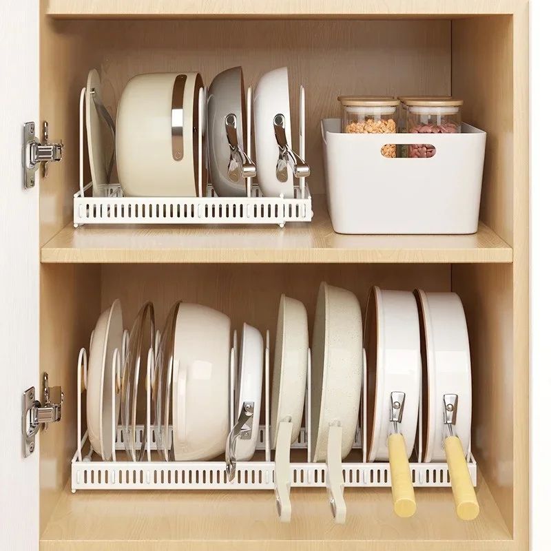 Adjustable Multi Layer Pull Out Pot and Pan Organizer Rack