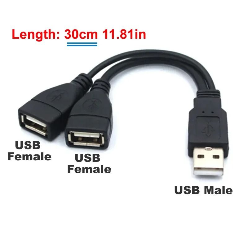 USB 2.0 Y Splitter Cable 1 Male to 2 Female Extension Adapter