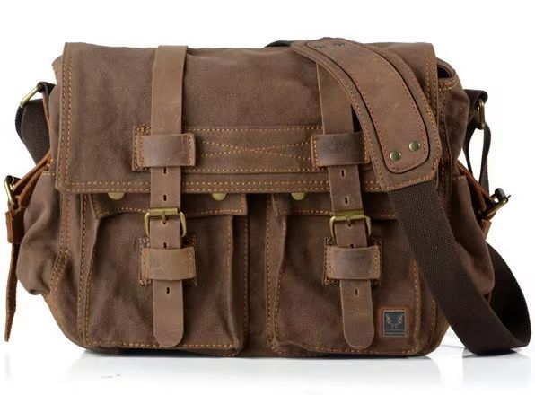 I AM LEGEND Canvas and Genuine Leather Men's Messenger Bag