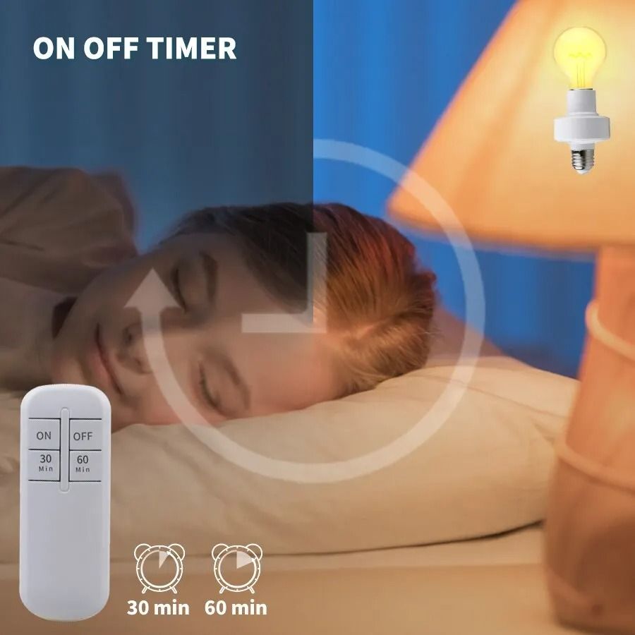 Smart E27 remote light socket Timer Switch Lamp Holder with Wireless On Off Control 15m Range