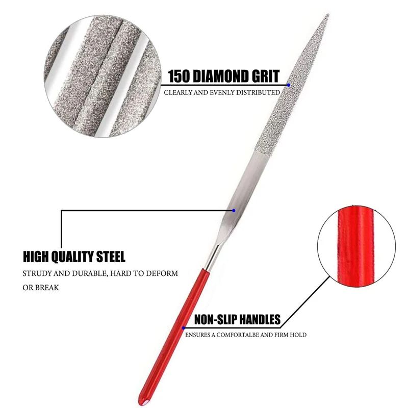 10Pcs Diamond Needle File Set Mini Needle File Kit for Stone, Glass Metal Carving Craft Hand Tool for Precision Grinding
