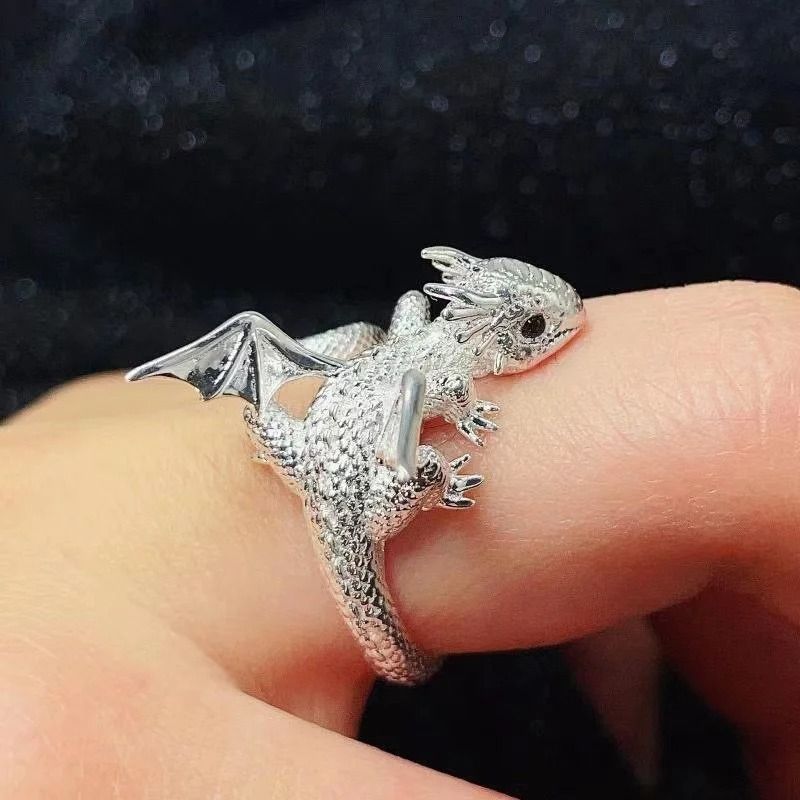 Antique Silver Dragon Wing Adjustable Ring