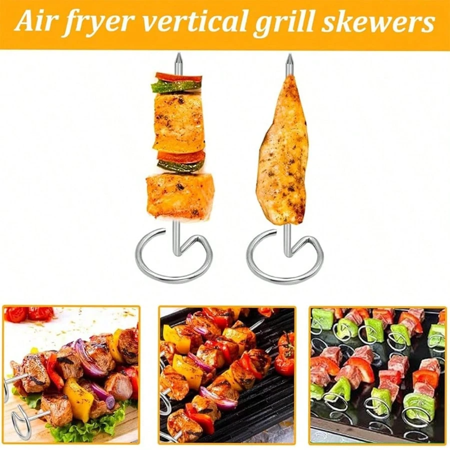 Reusable Stainless Steel Kabob Skewers BBQ Stick Grilling Kebab Tool