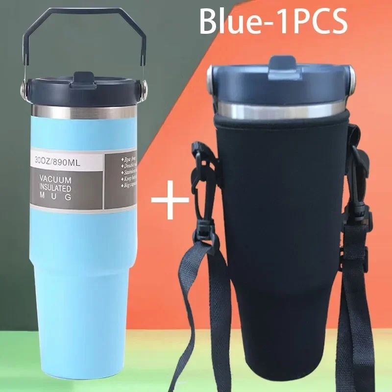 20oz/30oz Stainless Steel Thermal Water Bottle with Straw – Vacuum Insulated Car Coffee Tumbler (Hot & Cold)
