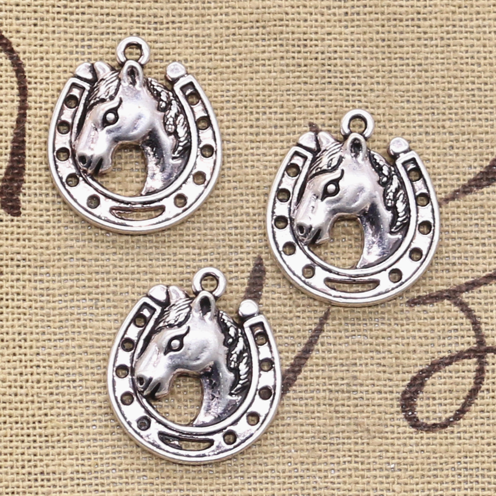 Vintage Tibetan Silver Charms Horse Steed Horseshoe Antique Making Pendant Fit for DIY Handmade Jewelry