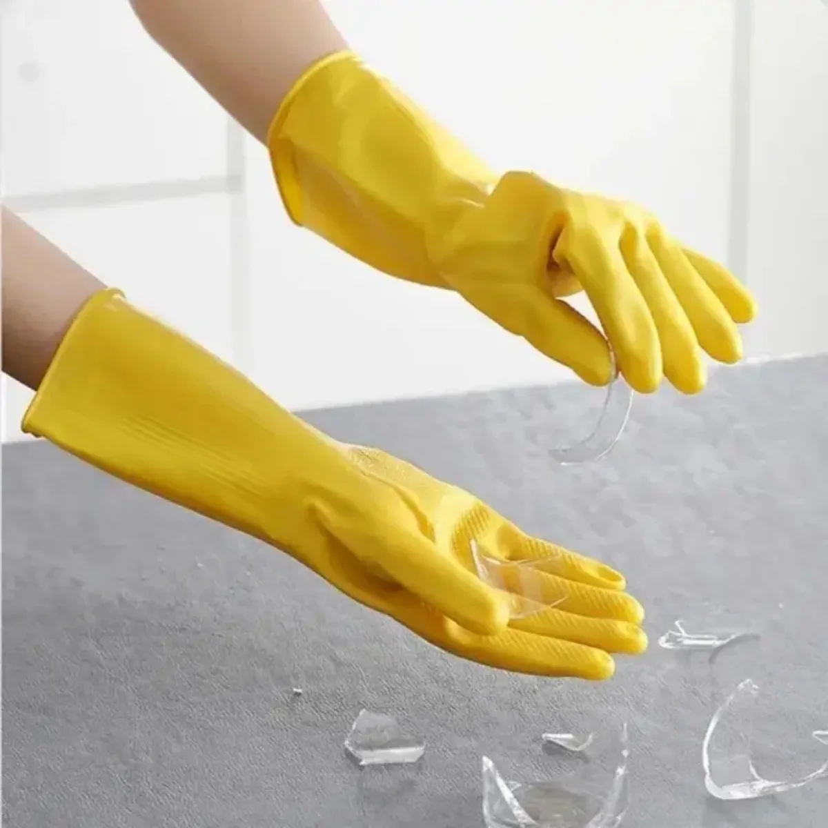 Women's Waterproof Latex Dishwashing Gloves for Household Kitchen Cleaning