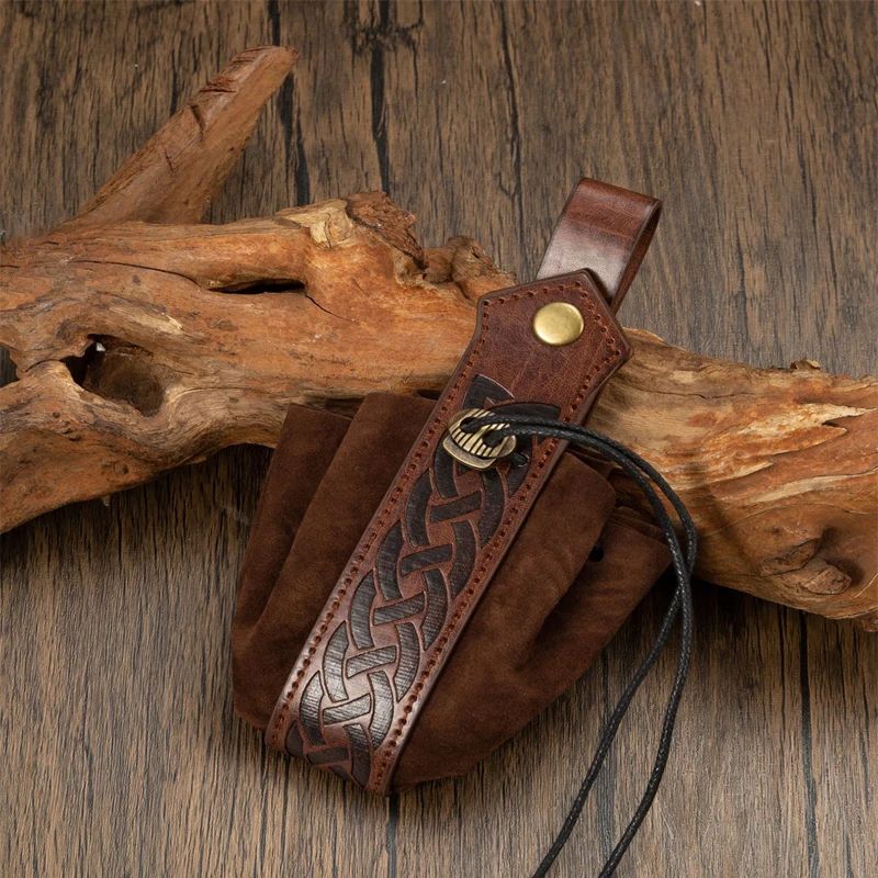 Men Viking-Style Medieval Coin Pouch Belt Bag, High-Quality Retro Leather Waist Purse, Cool Renaissance Festival Costume