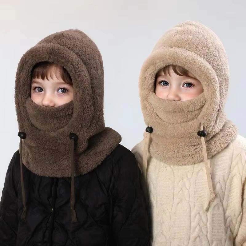 Kids Plush Balaclava Hat with Neck Cover and Full Face Wind Protection