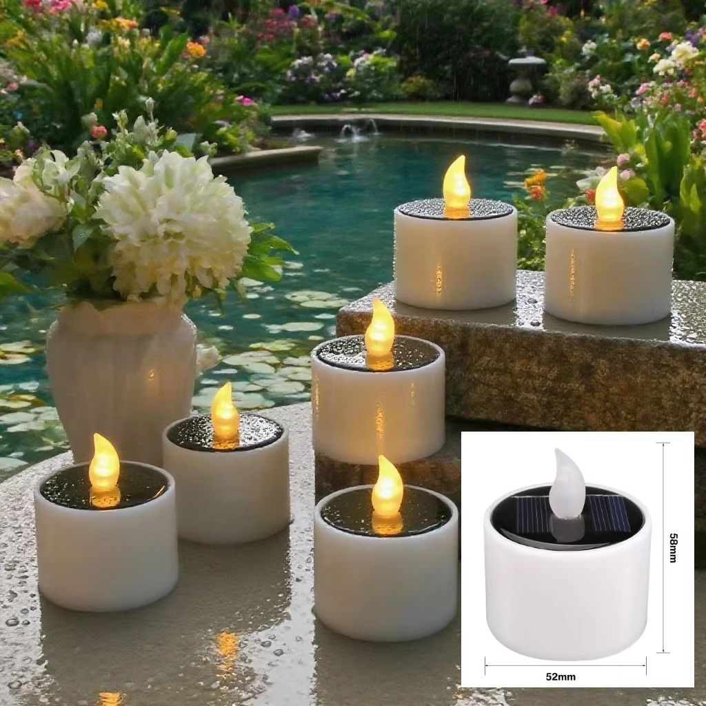 6-Pack Solar LED Tea Light Candles Waterproof Outdoor Decor for Garden Camping Lanterns