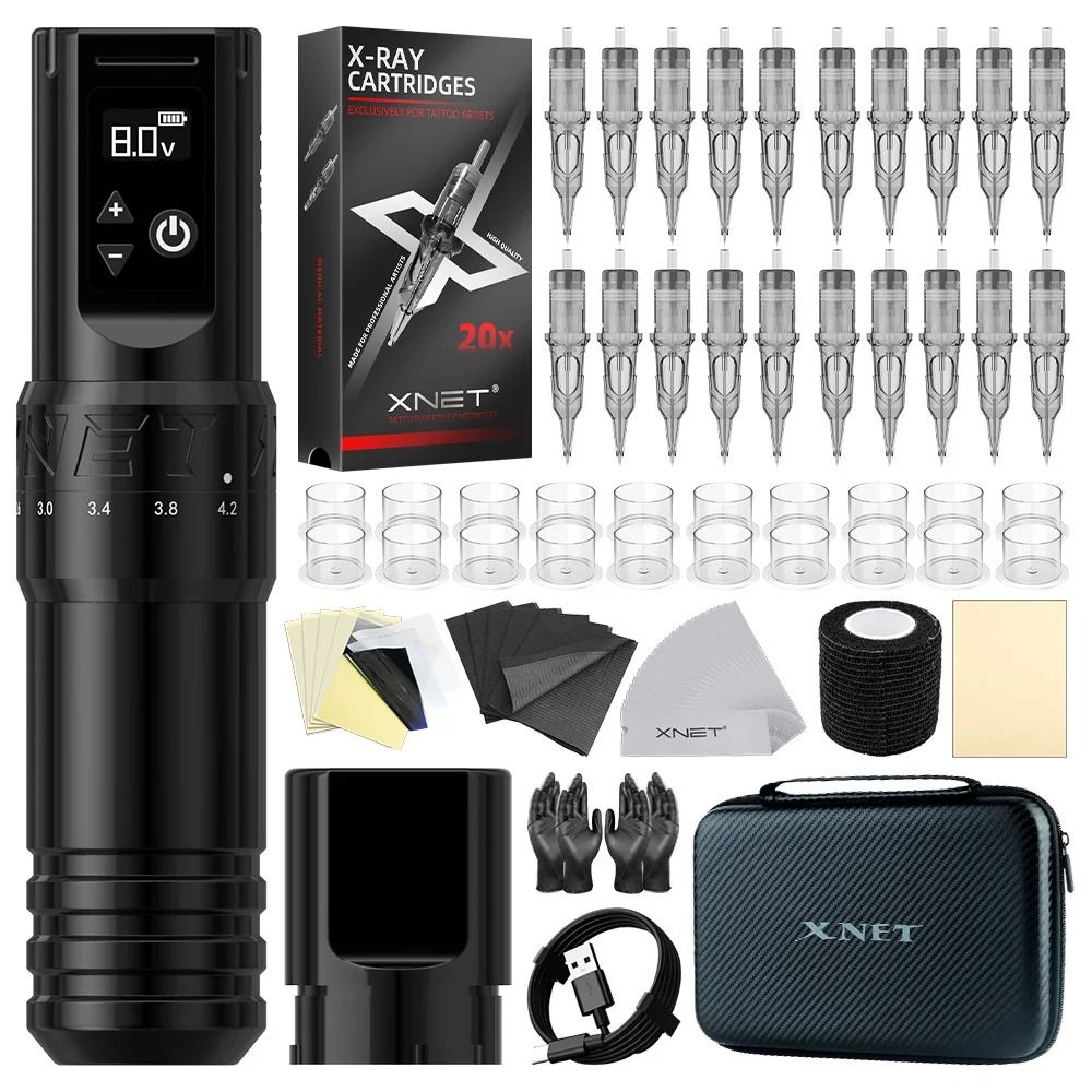 XNET T1 Wireless Tattoo Machine Pen Kit with Adjustable Stroke