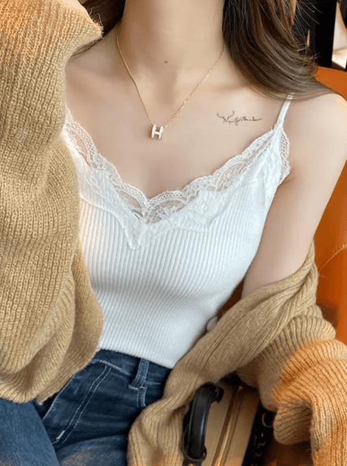 lace crop camisole Y2K lace tank top summer sleeveless crop top