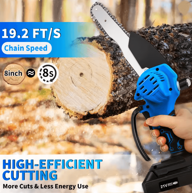 Cordless Mini Chainsaw 8 Inch Portable Wood Cutting Chain Saw with Batteries