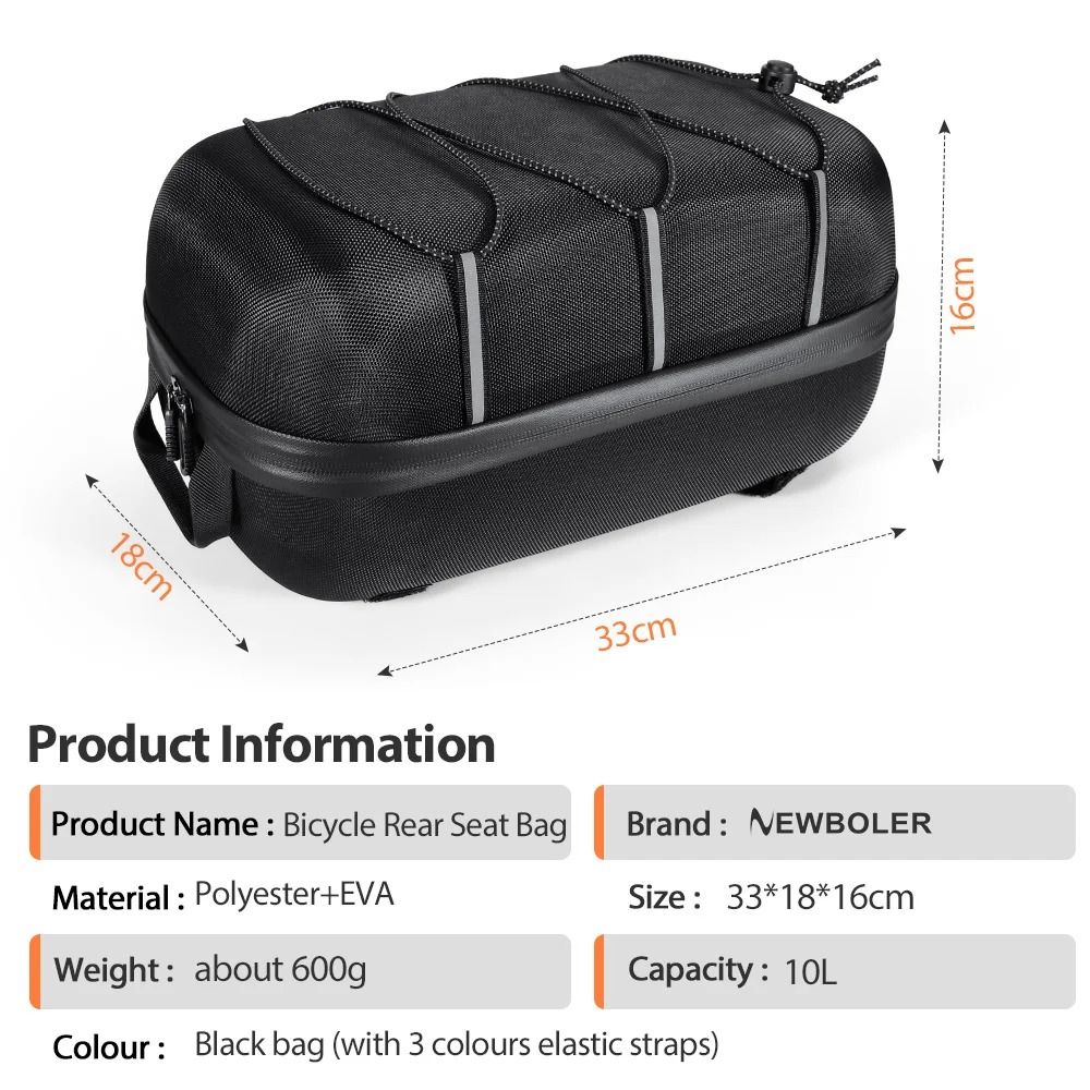 Waterproof Rear Seat Bicycle Bag Large Capacity Trunk Pannier with Hard Shell Design