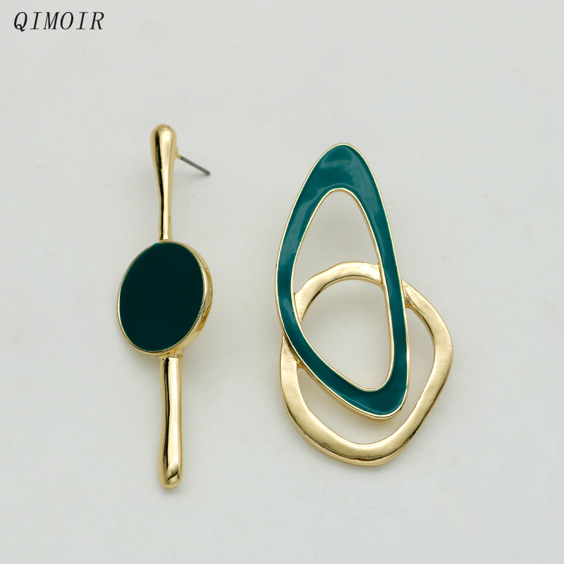 Asymmetric Metal Post Earrings For Women Enamel Fashion Jewelry Trendy Design New Styles