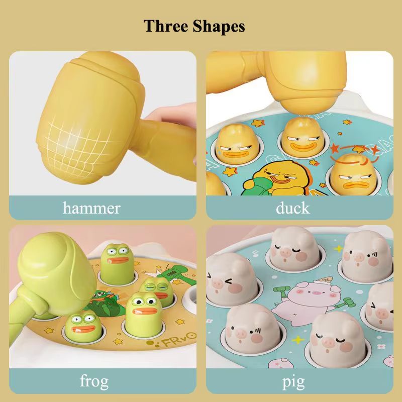 Montessori Animal Hammer Puzzle Toy – Duck, Frog, Pig Set for Toddlers Ages 12-24 months