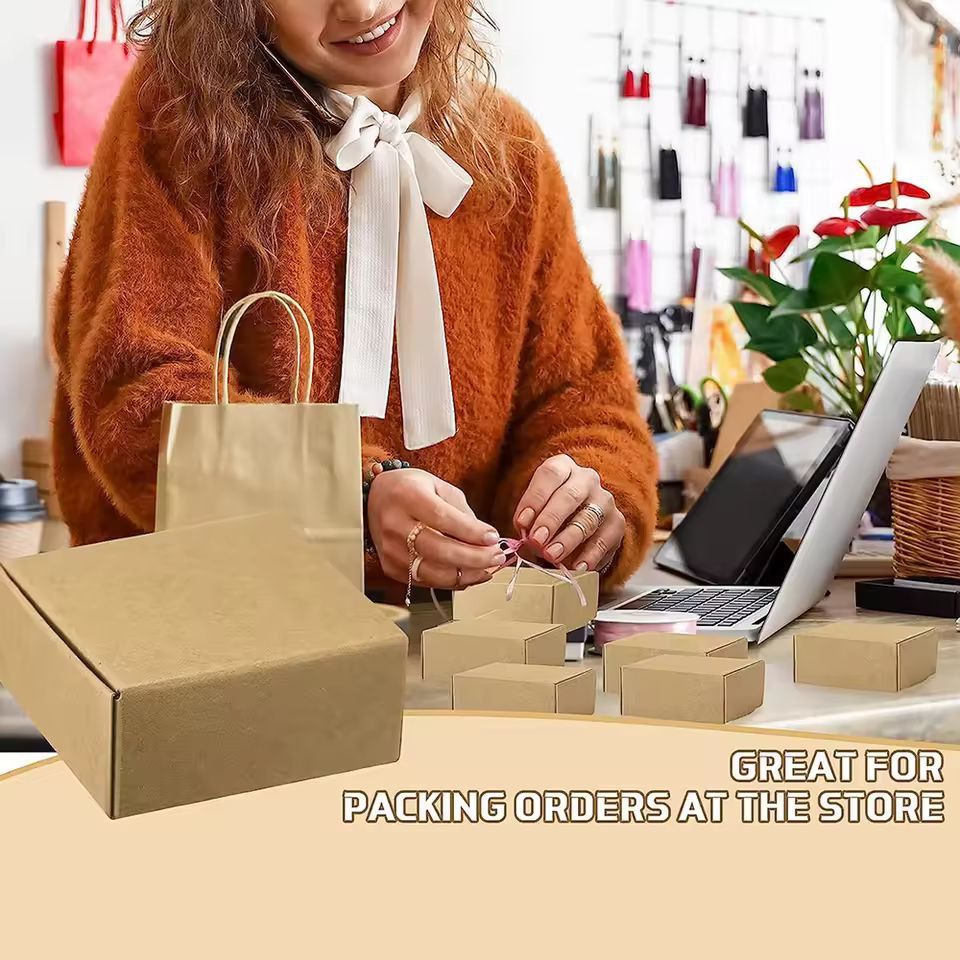 Small Kraft Paper Jewelry Gift Boxes 10-Pack Mini Cardboard Wrapping Boxes