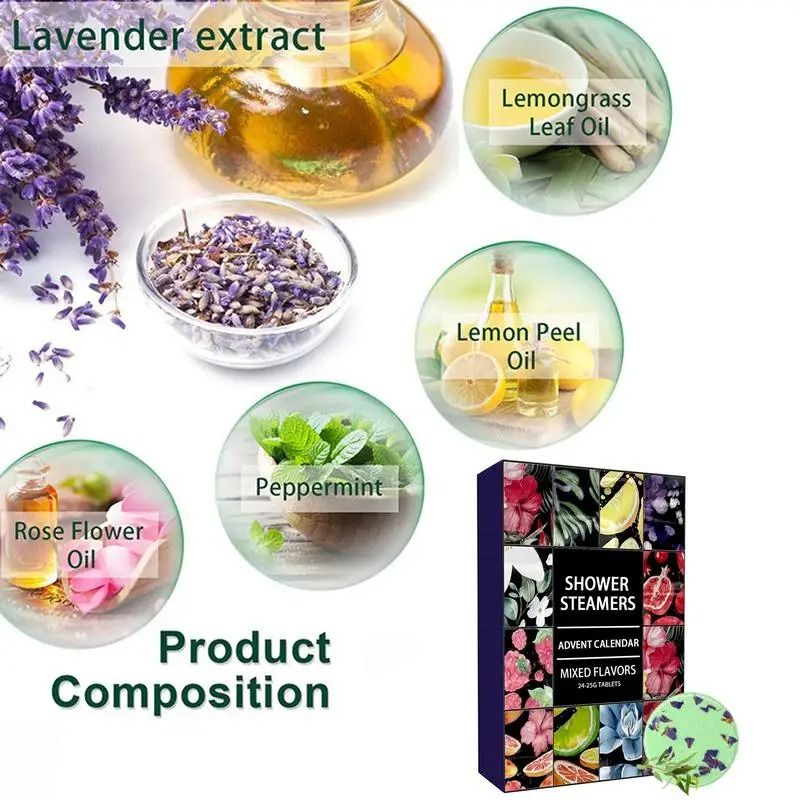 SerenityScents Shower Steamers Advent Calendar 24 Piece Aromatherapy Set