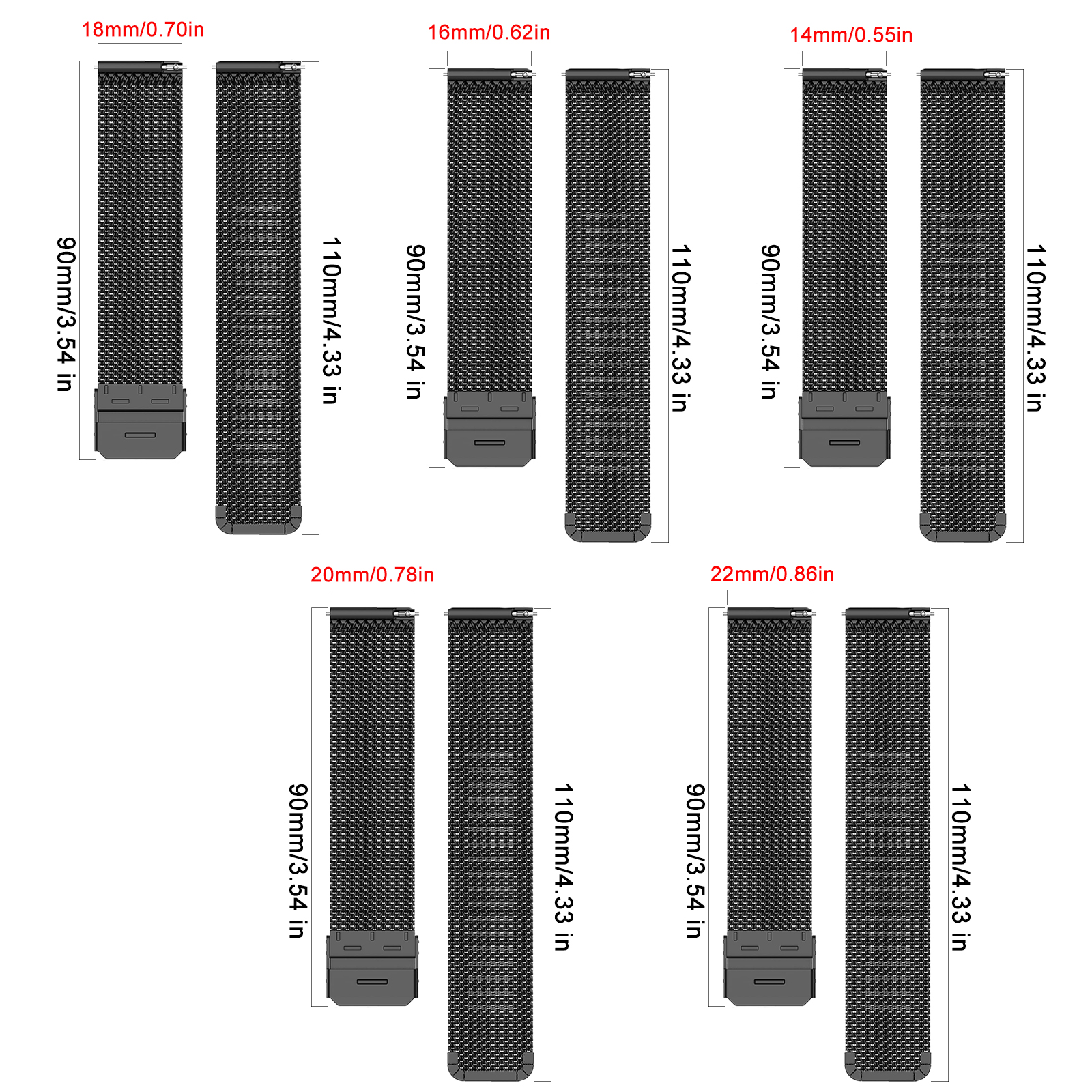 Universal Milanese Watch Band Quick Release Stainless Steel Mesh Strap