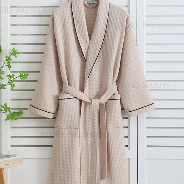 Cotton Couple Robe Waffle Bathrobe Gown, Yukata , Women Sleepwear, Casual Home Clothes, Spring Summer Loungewear