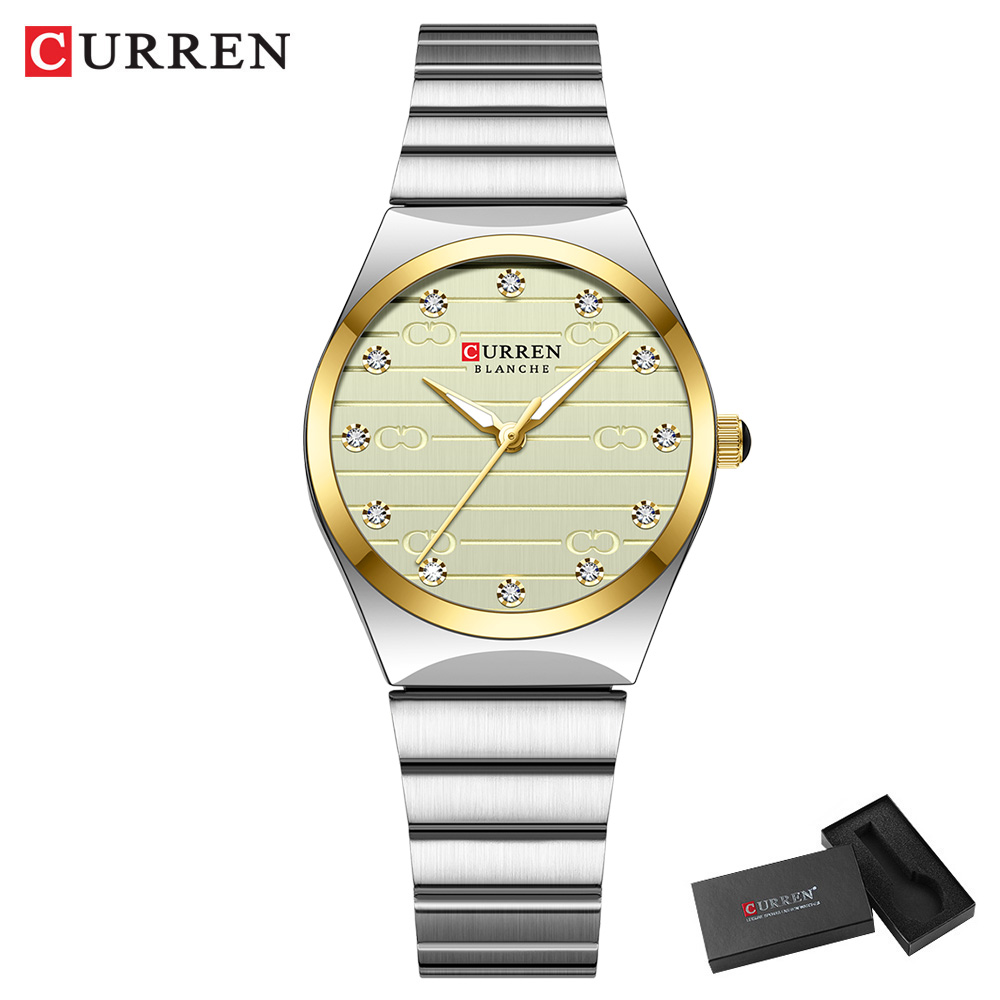 Women Luxury Stainless Steel Watch, Classic Round Dial Quartz, Stylish Business Wristwatches