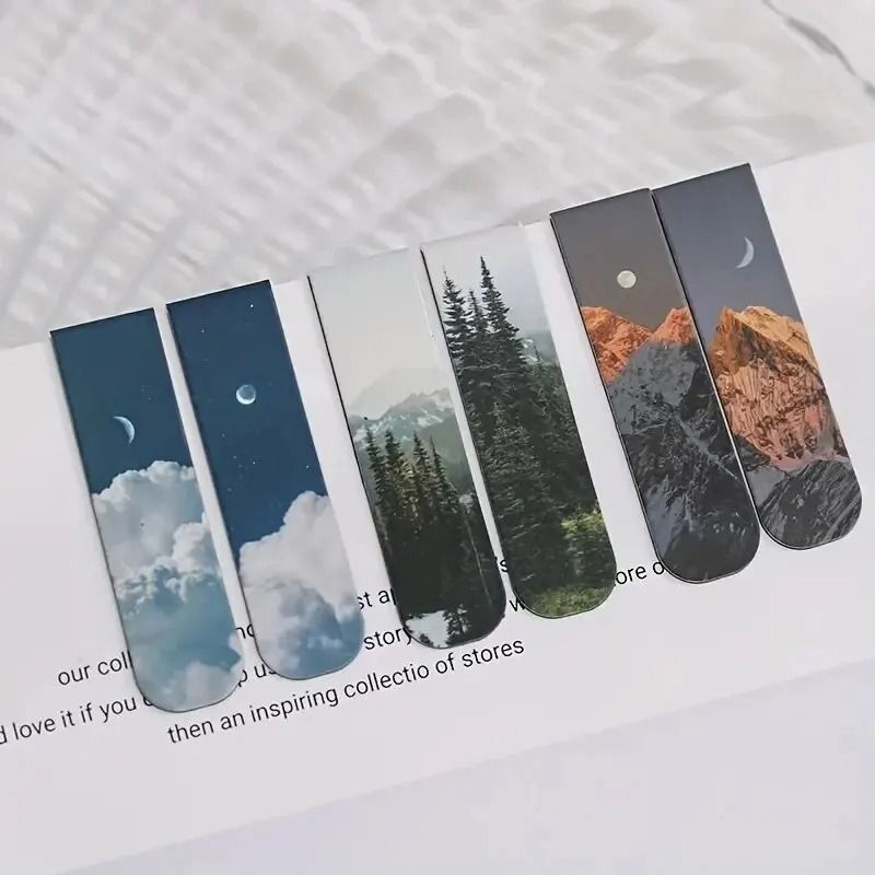 Nature-Inspired Magnetic Bookmarks | 2pcs Forest Landscape Set for Readers
