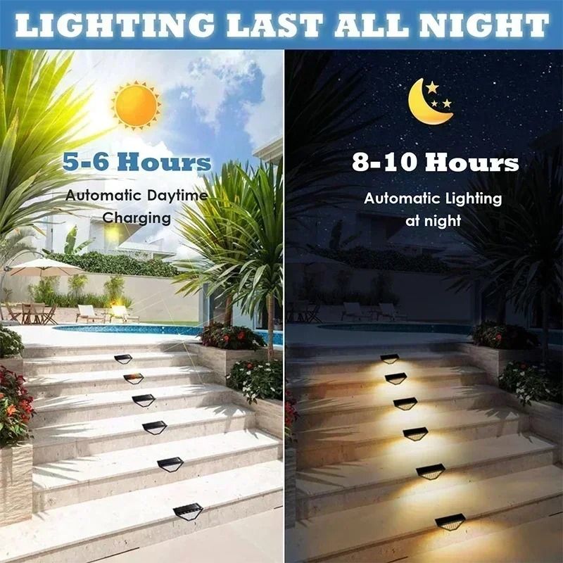Solar Lights for Outdoors Stair Lamps Warm White LED Step Light 2 Pack