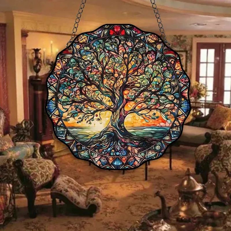 Tree of Life Round Acrylic Wall Hanging Decor