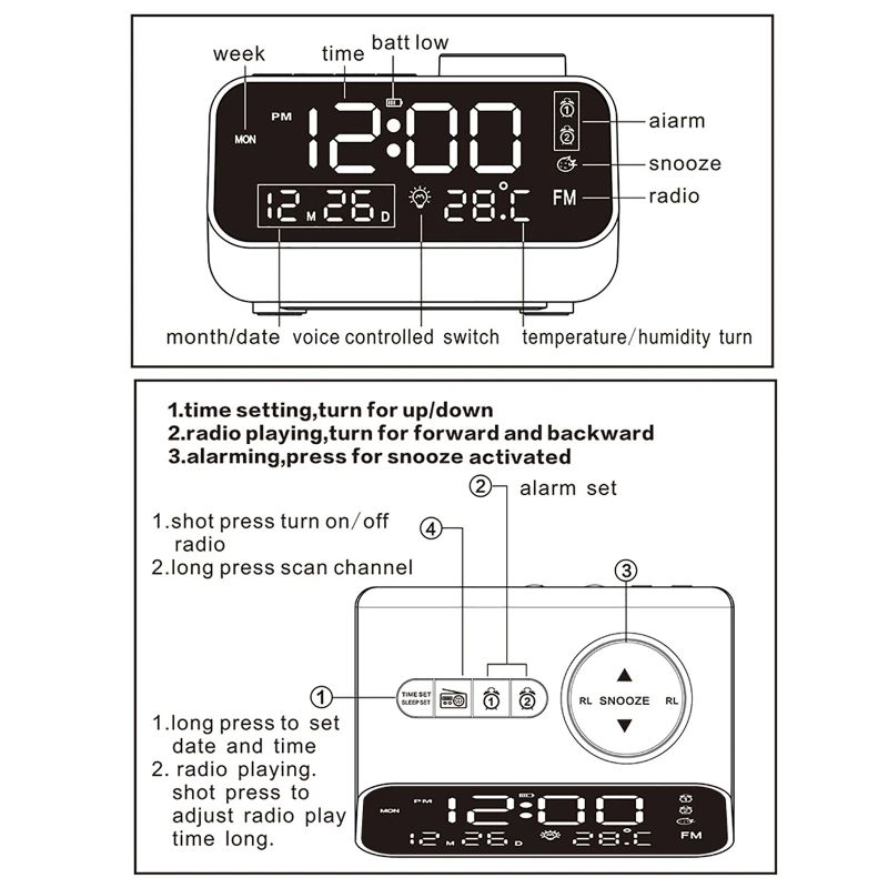Modern LED Digital Alarm Clock with FM Radio
