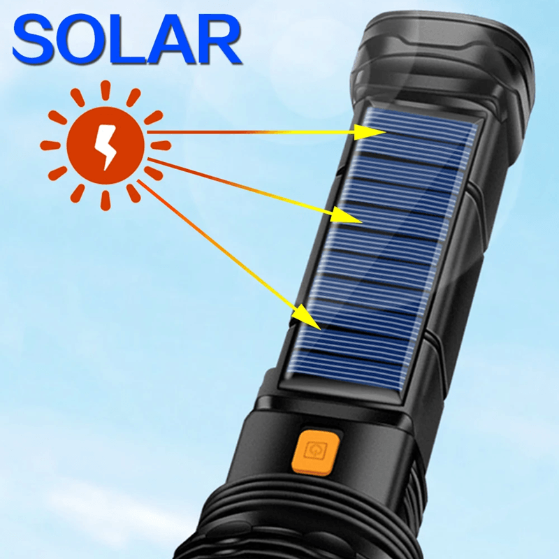 Multi Function Solar LED Flashlight with Power Bank and Emergency Torch