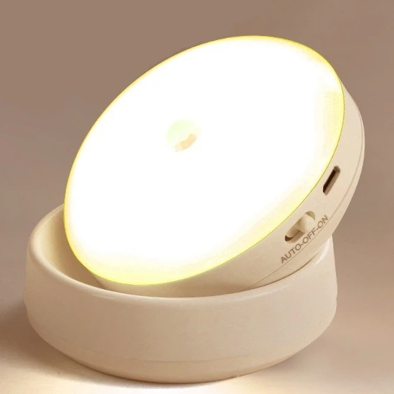 USB Rechargeable Rotating LED Night Light, Body Sensing Magnetic Light for Bedside, Bedroom, Hallway, Cabinet